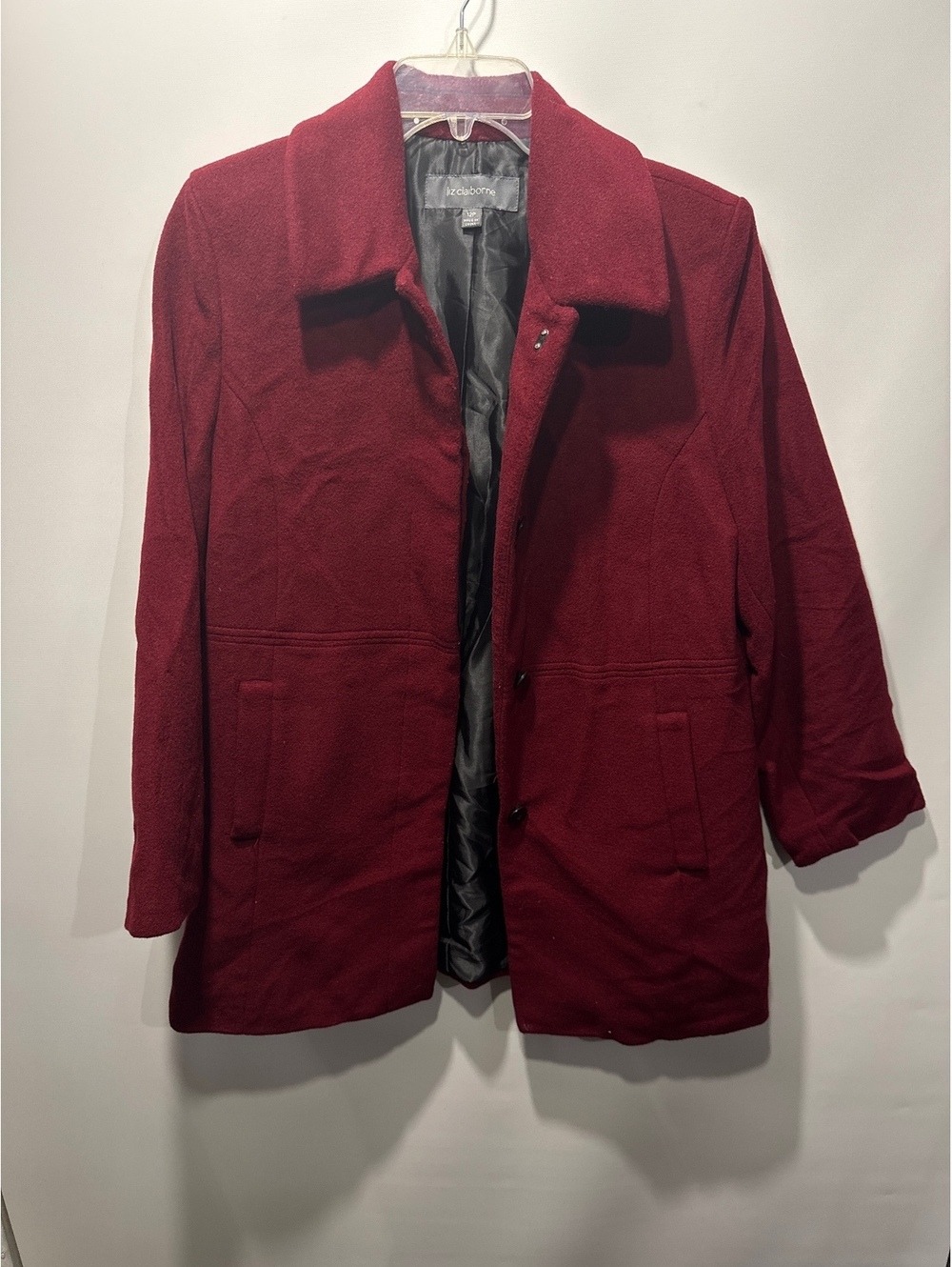 Liz Claiborne Women's Burgundy Wool Blend Coat Size 12P